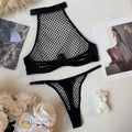 Sexy  Style Fishnet Black Lingerie Set for Women