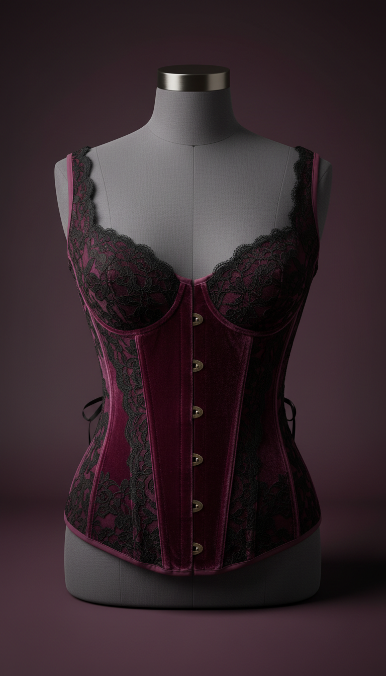 Velvet corset in plum veil