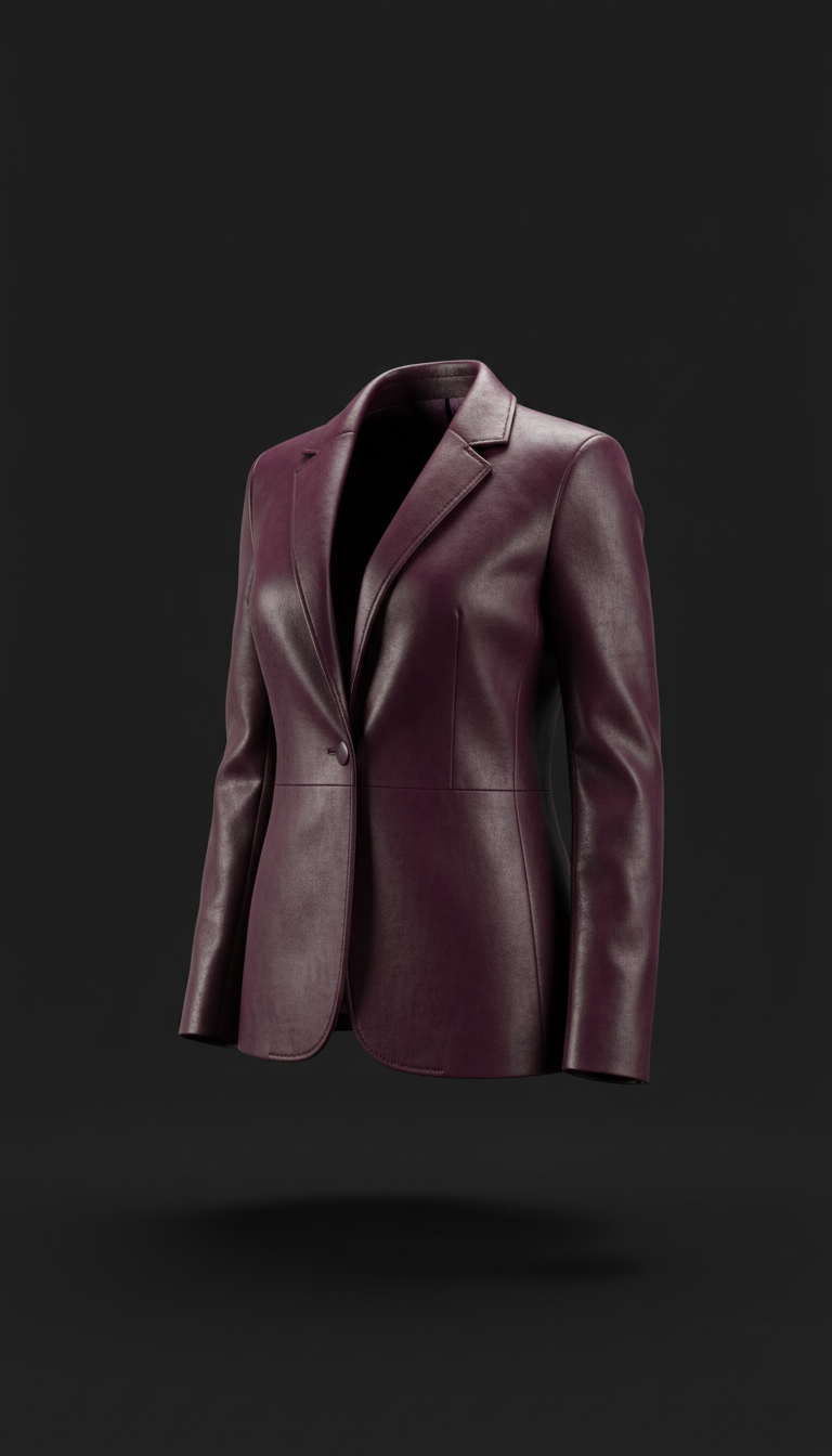 Faux leather blazer in violet eclipse